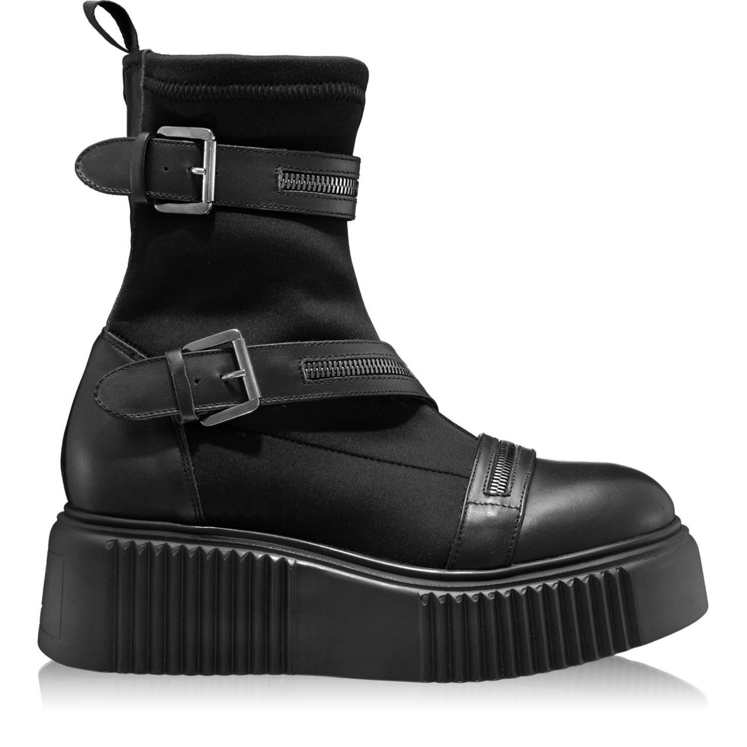 Picture of Women Leather Boots 7131 Vitello+Stretch Black