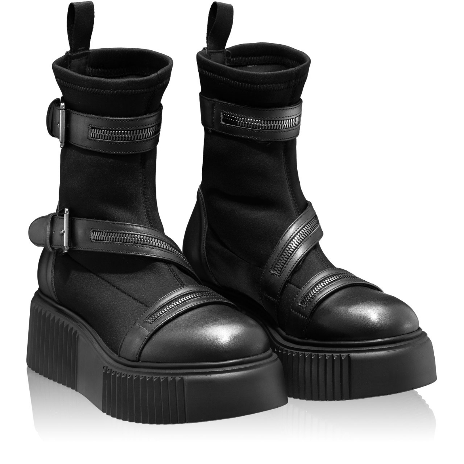 Picture of Women Leather Boots 7131 Vitello+Stretch Black