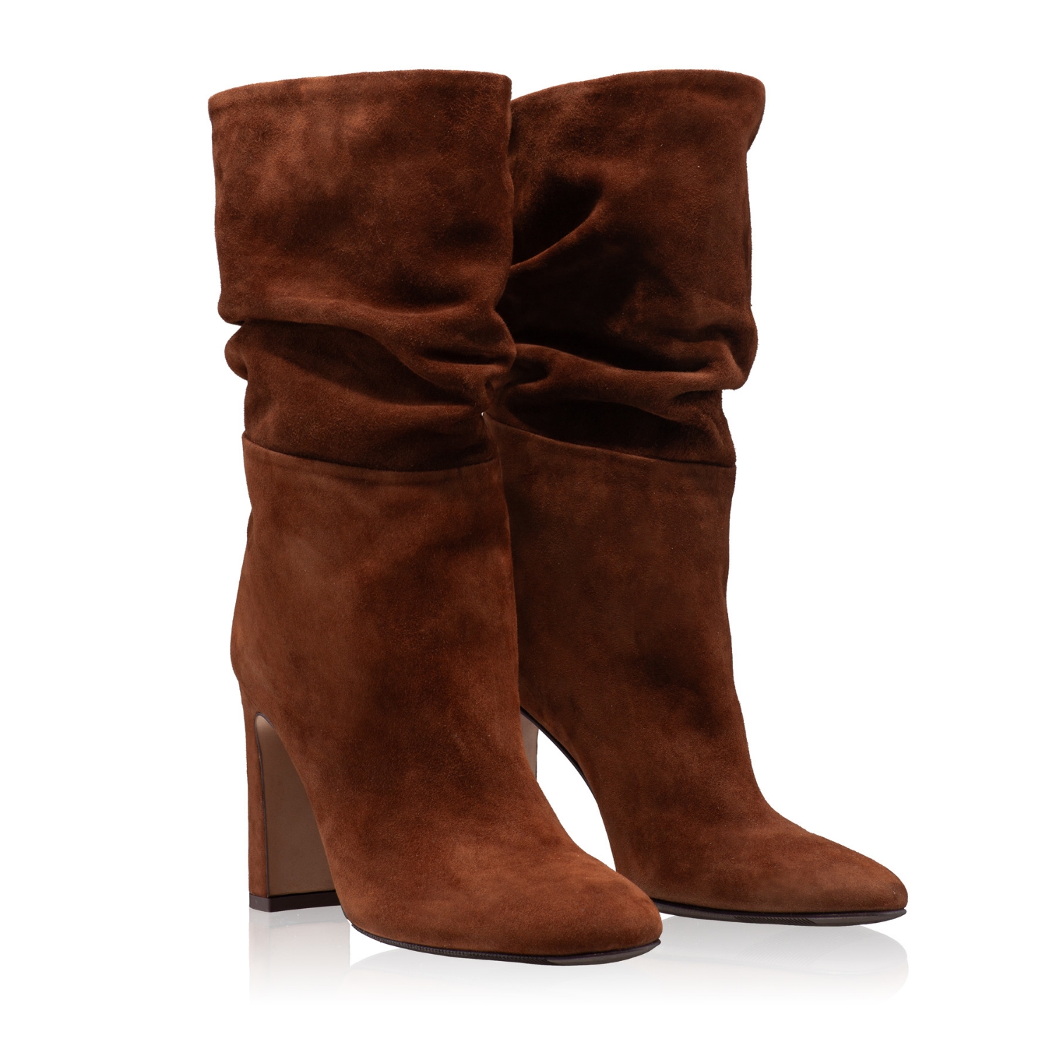 Picture of Women Suede Leather High-heel Boots 6399 Camoscio Brown