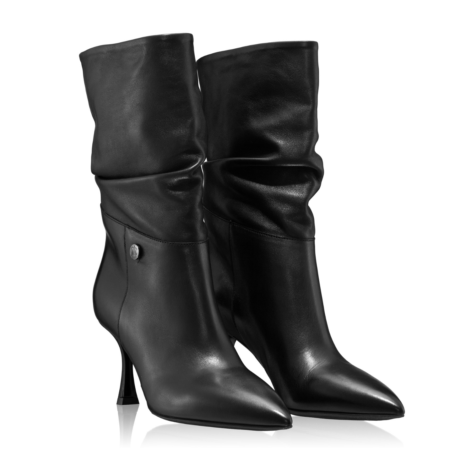 Picture of Mid-heel Leather Boots 6476 Vitello Black