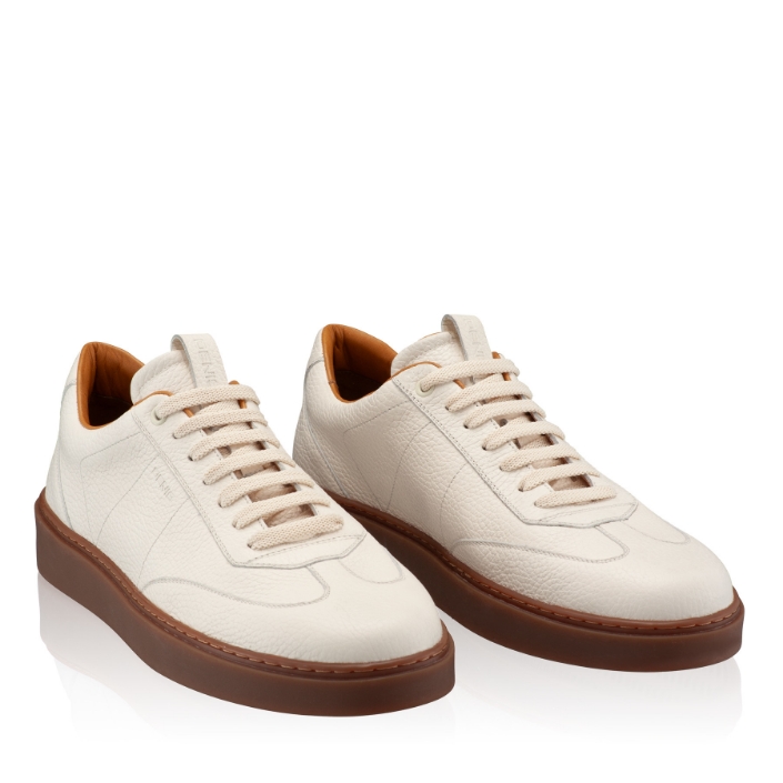 Men Leather Sport Shoes 7610 Bottalato Panna