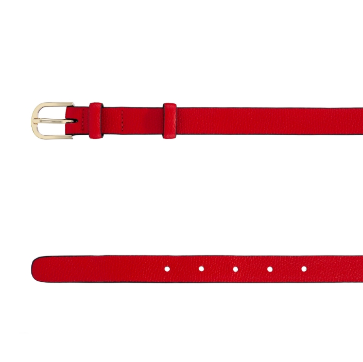 Women Leather Belt 58 VITELLO STAMP RED