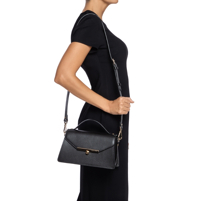 Women Leather Hand Bag CASEY 02 VITELLO STAMP BLACK