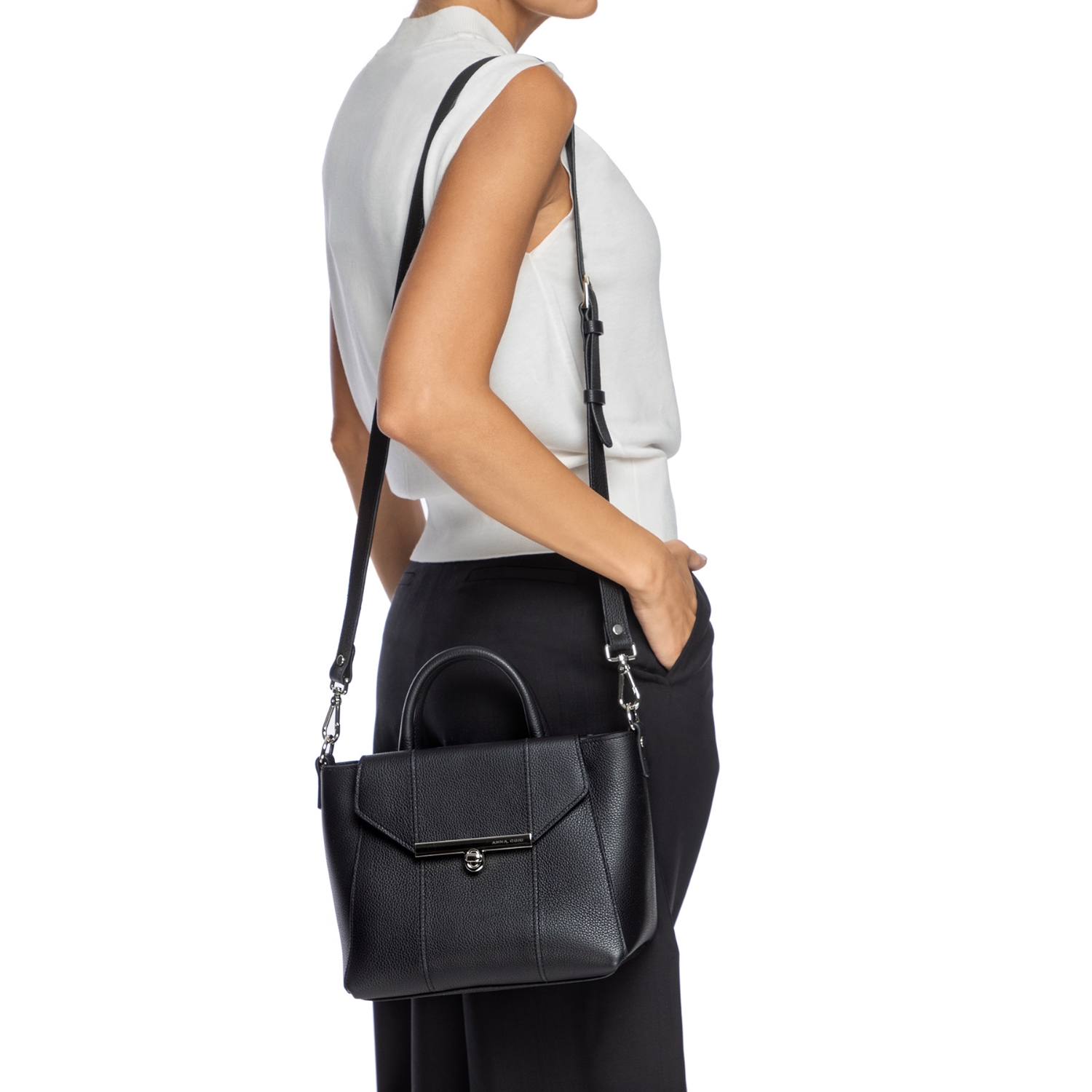 Picture of Women Leather Hand Bag CLARINA 04 Bottalato Black