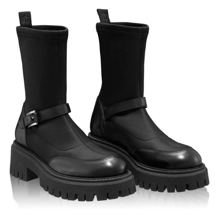 Дамски ботуши 7988 Vitello + Stretch negru