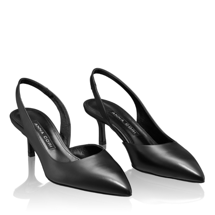 Mid-heel Slingback Pumps 8064 Vitello Negru