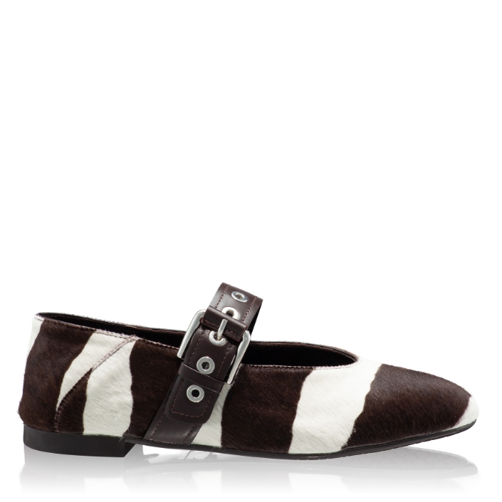 Picture of Ballerina Flats 8173 Cavallino Zebra White+Brown