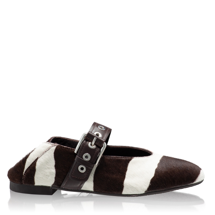 Ballerina Flats 8173 Cavallino Zebra White+Brown