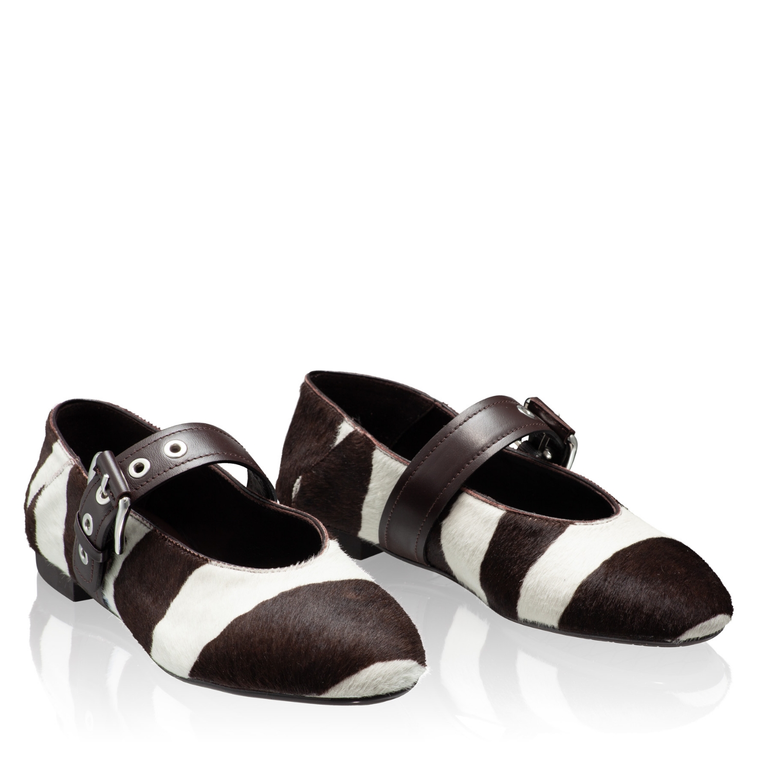 Picture of Ballerina Flats 8173 Cavallino Zebra White+Brown