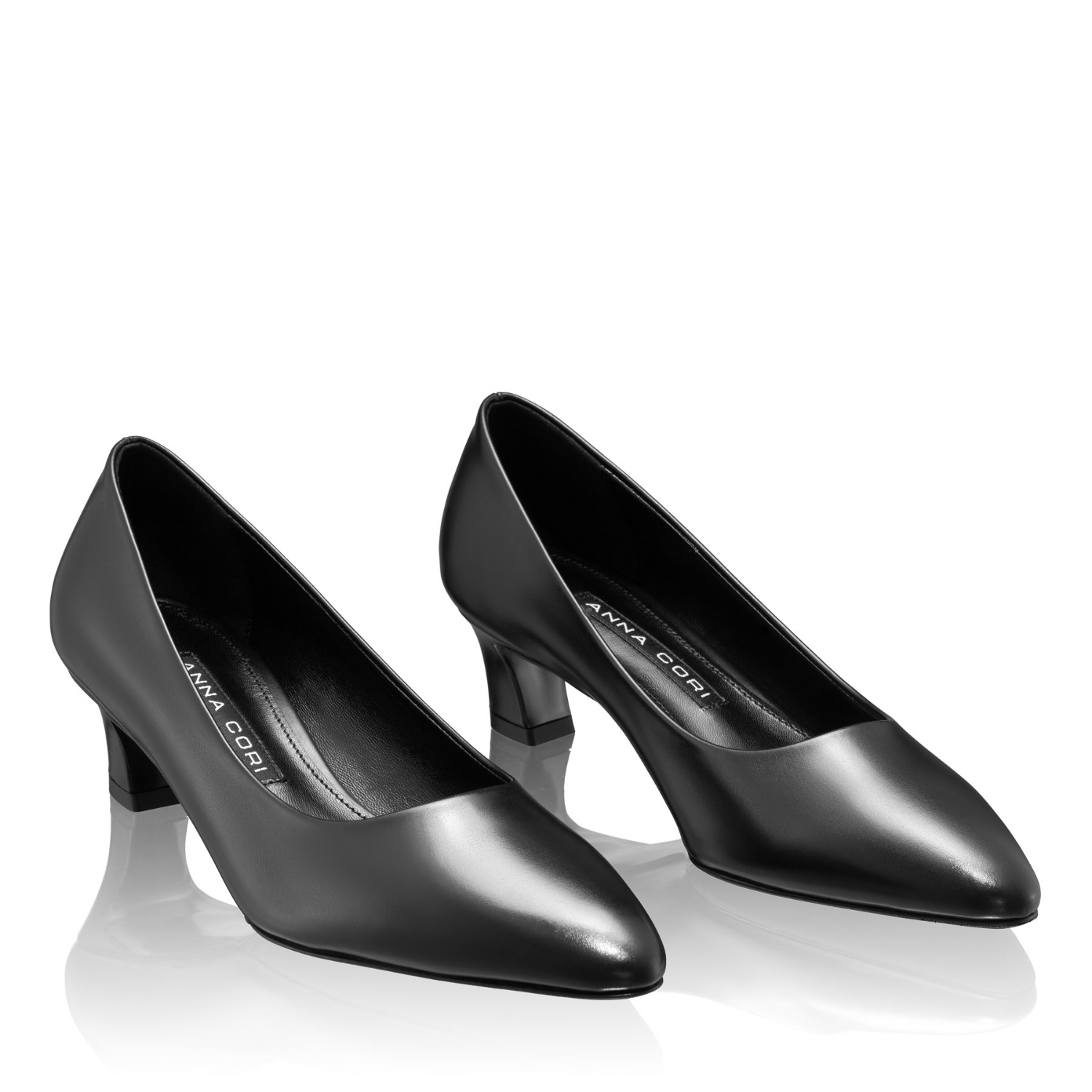 Picture of Mid-heel Pointed Toe Pumps 8218 Vitello Black
