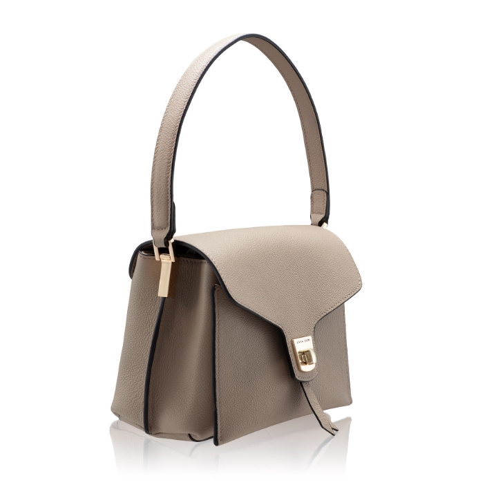 Women Leather Hand Bag FIENE BOTTALATO TAUPE