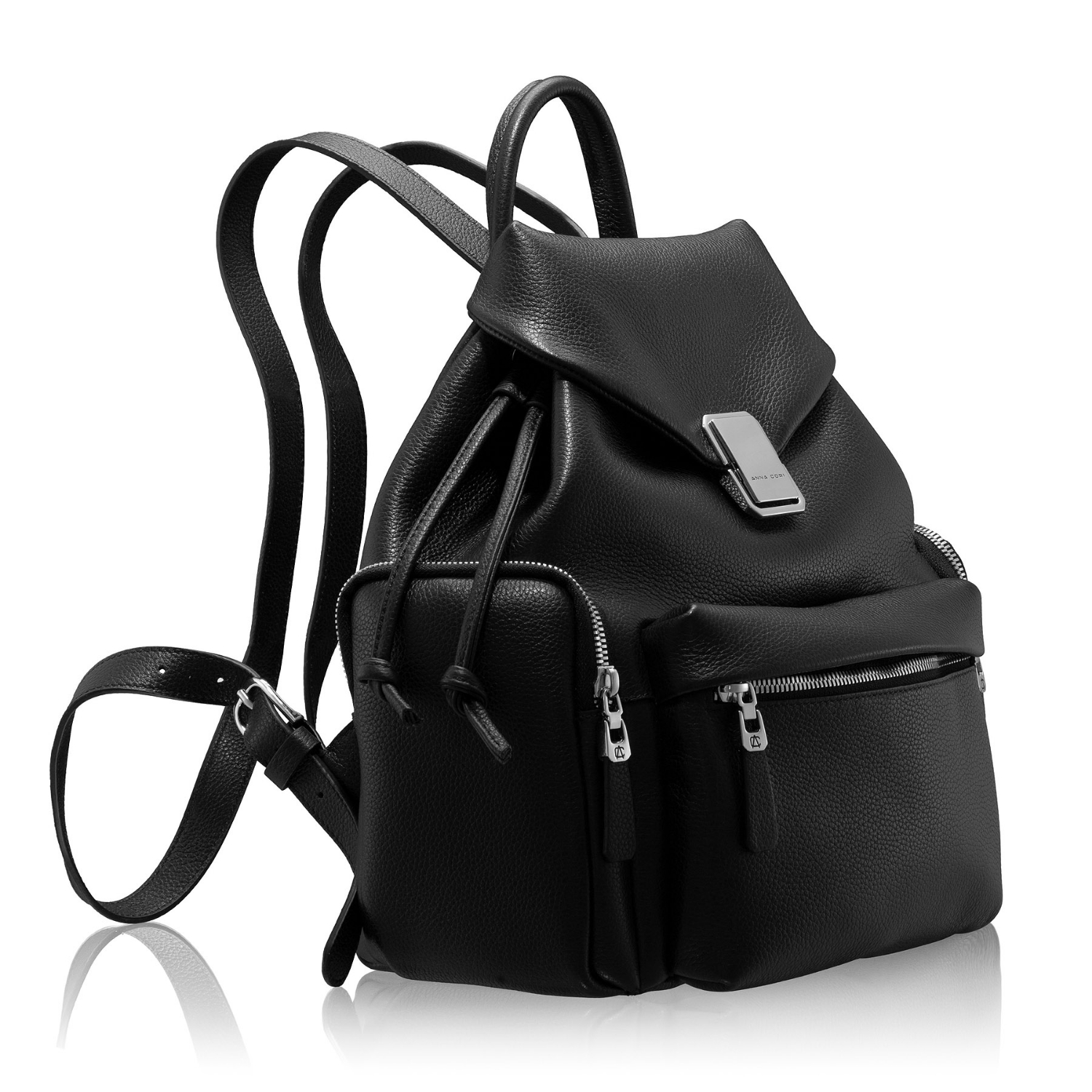 Picture of Women Leather Backpack JUDY 01 BOTTALATO NEGRU