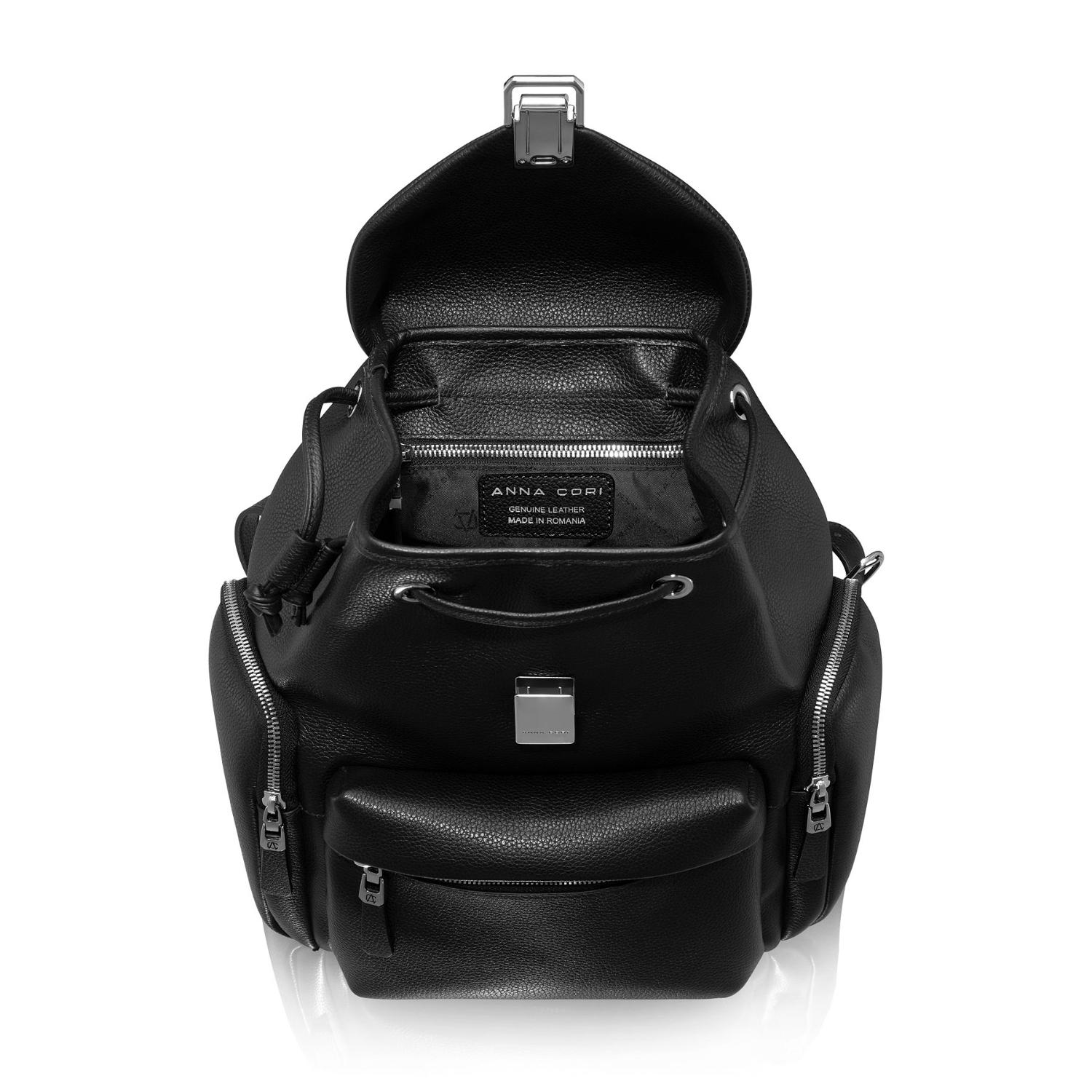 Picture of Women Leather Backpack JUDY 01 BOTTALATO NEGRU