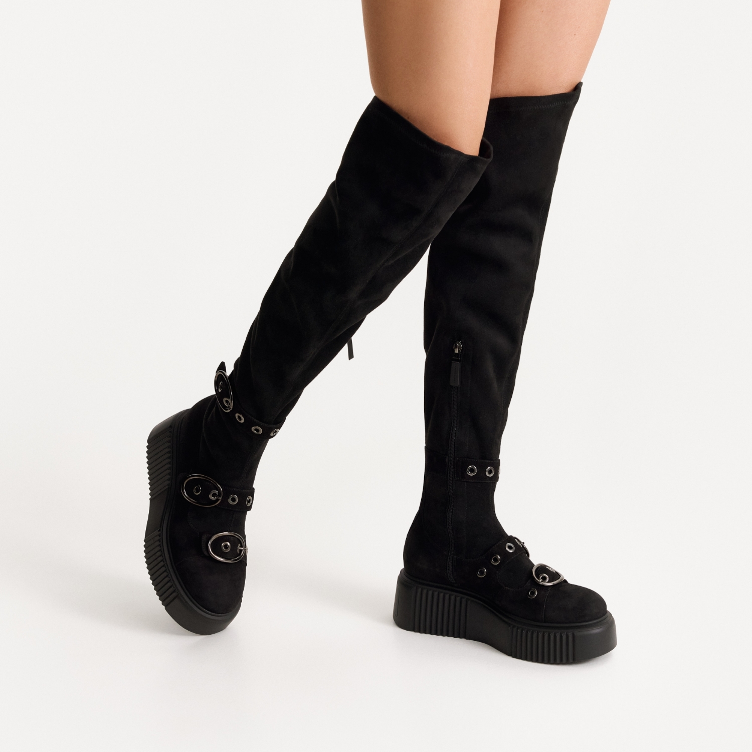 Picture of Women Suede Boots 8177 Camoscio+Stretch Black