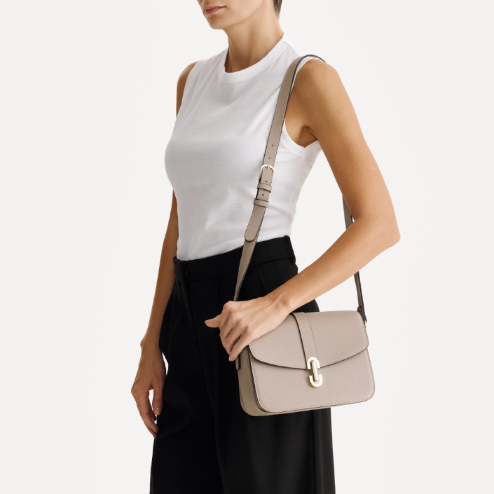 Women Leather Hand Bag ANERA 01 VIT STAMP TAUPE Women Leather Hand Bag ANERA 01 VIT STAMP TAUPE