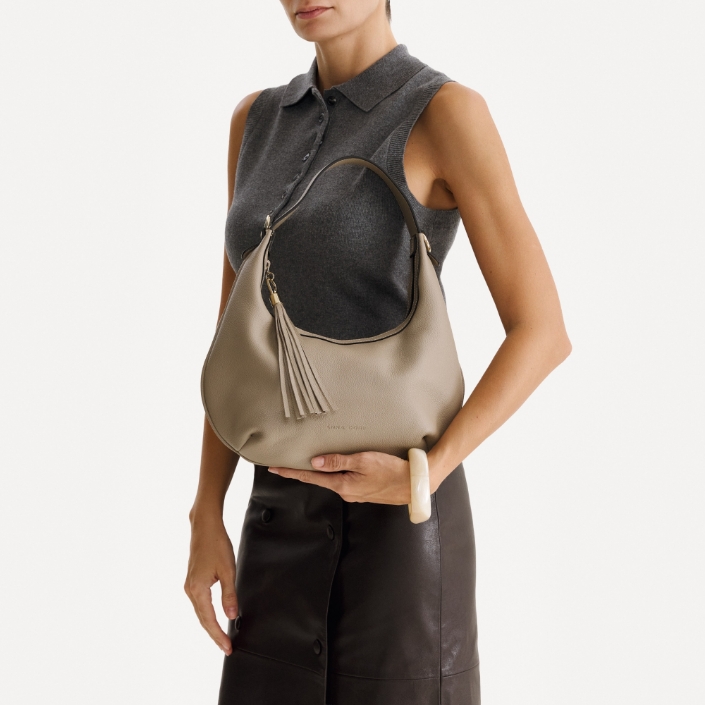 Women Leather Hand Bag NORY 01 BOTTALATO TAUPE Women Leather Hand Bag NORY 01 BOTTALATO TAUPE