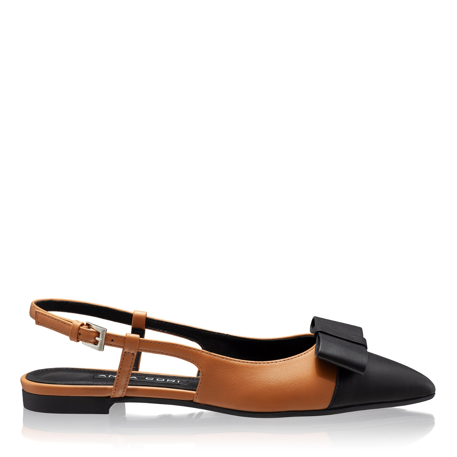 Picture of Women's Ballerinas 8384 Vitello Camel+Negru
