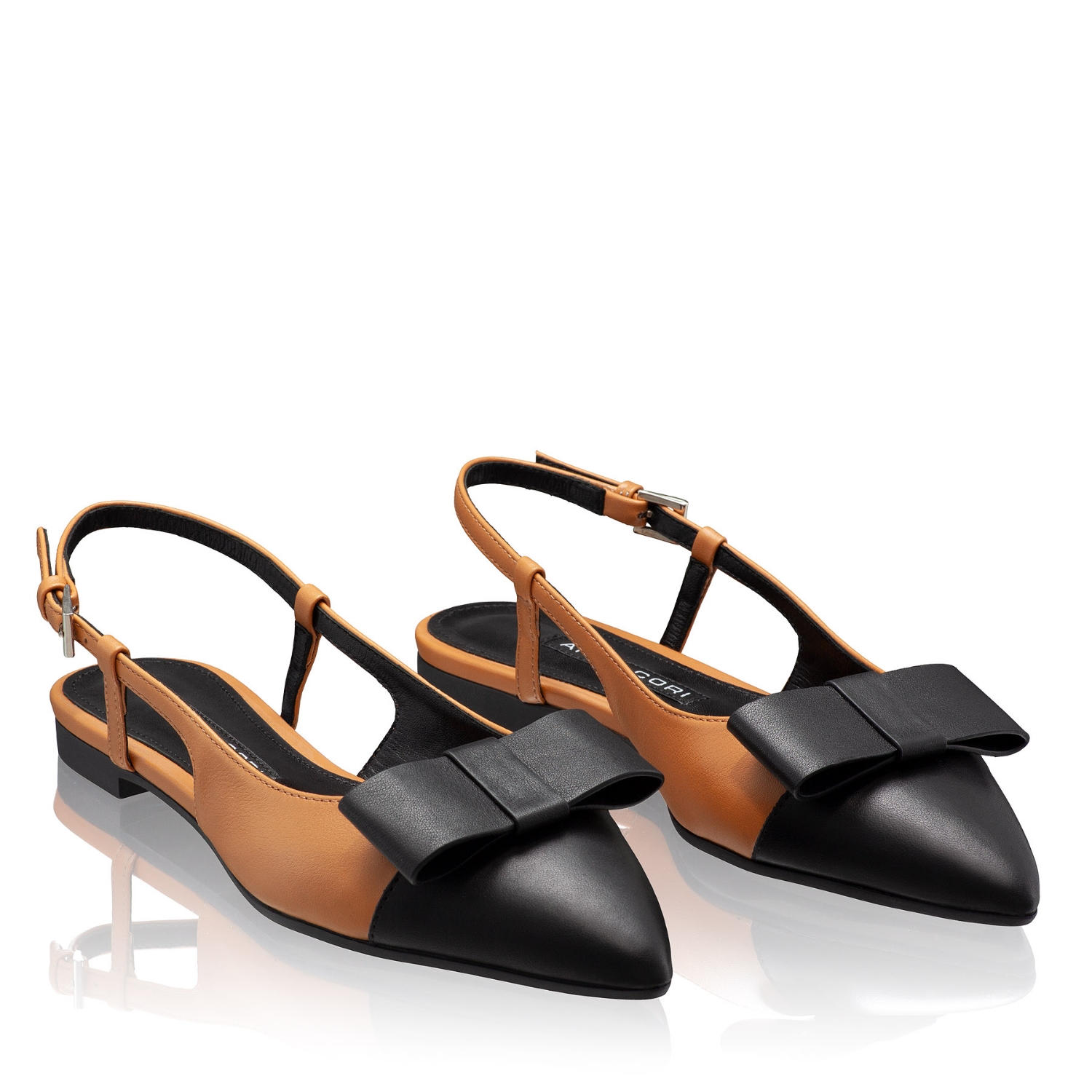 Picture of Women's Ballerinas 8384 Vitello Camel+Negru