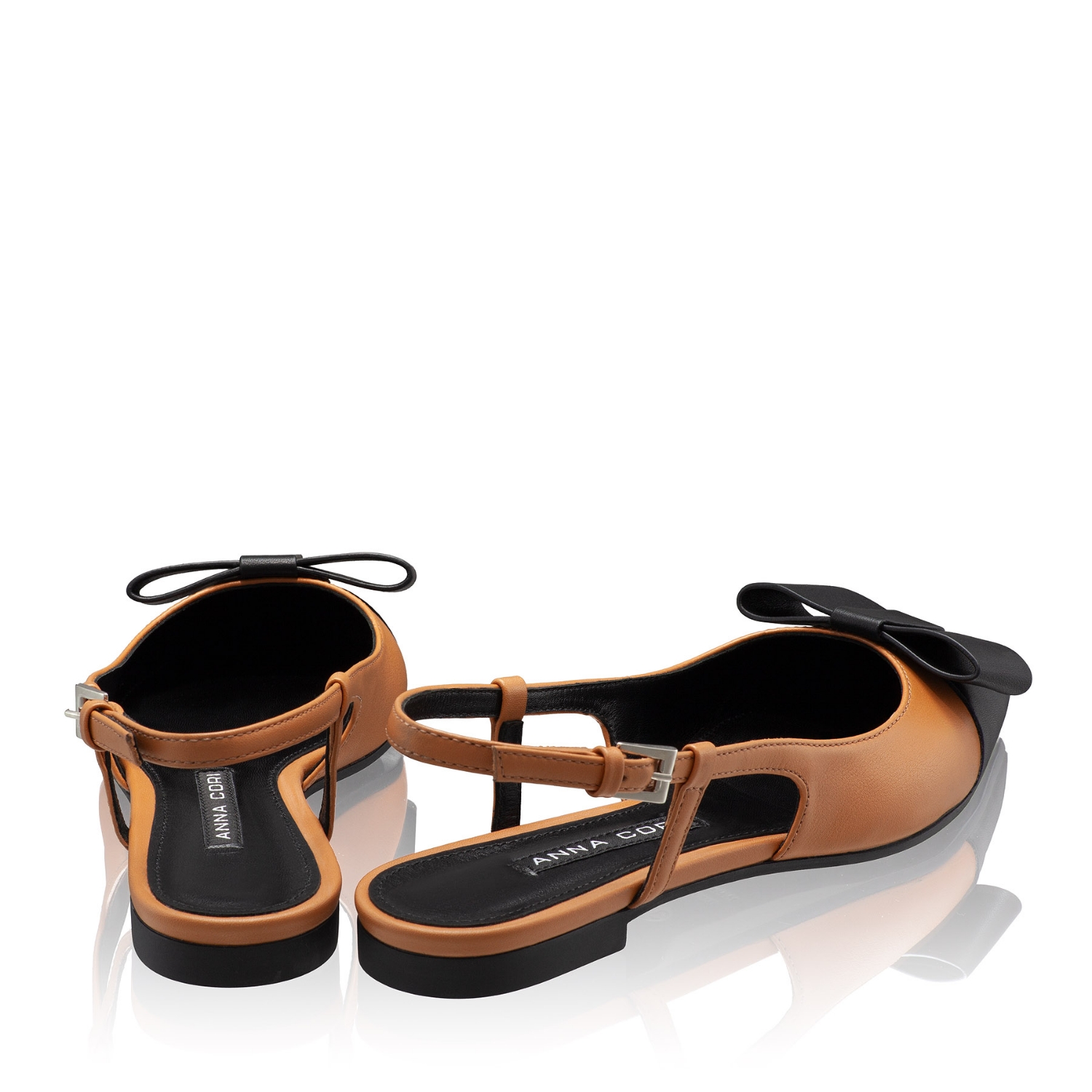 Picture of Women's Ballerinas 8384 Vitello Camel+Negru